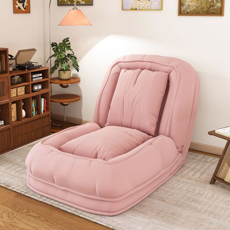 Canapé-lit pliable ergonomique 5 positions, 2 coussins, rose HAVRYA (1/5)