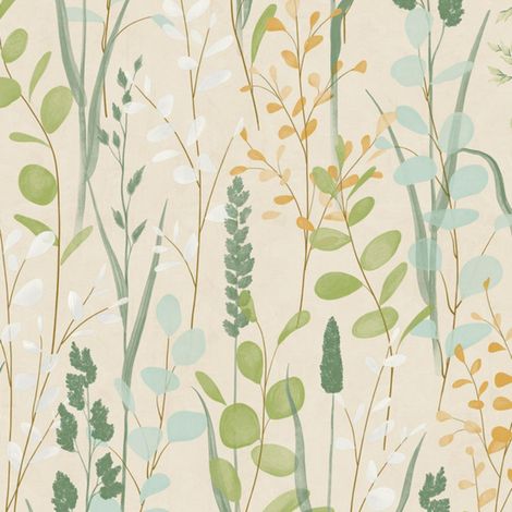 Grandeco Karuna Wildflowers Cream Wallpaper Botanical Natural Paste The Wall