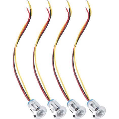 Lot de 4 LEDs rondes 12mm 2 couleurs étanches, anode commune, pré-câblées 3-6V rouge et jaune (1/5)
