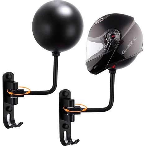Support Casque Moto, 2Pcs Porte Casque Moto avec Crochet, Support de Chapeau Rotatif Fixé au Mur, Casque, Casque de Vélo présentoir de (1/5)