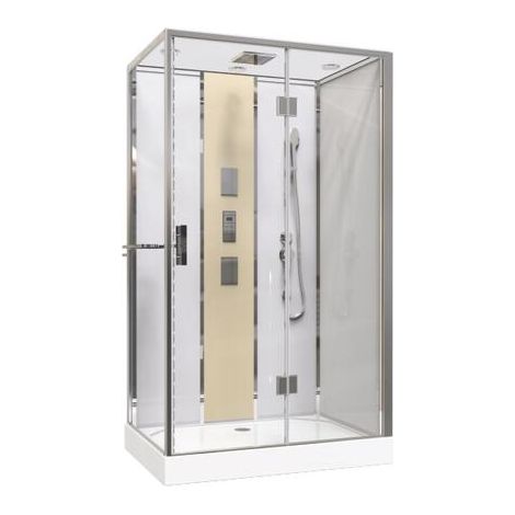 ONDEE ZEN - Cabine de douche hydromassante radio et Bluetooth SÖREN SLIM - 140x80cm - Chromé (1/5)