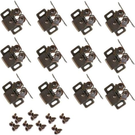 Lot de 12 loquets de porte à double rouleau en laiton poli pour tiroirs de placard (1/5)