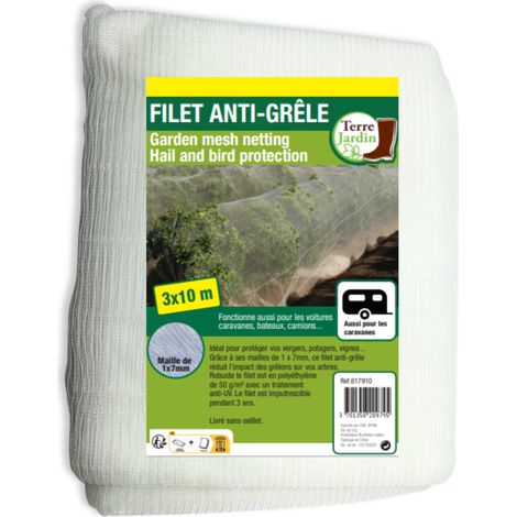 OSE – Filet anti-oiseaux et anti-insectes 3x10 m – Protection contre grêle et oiseaux – Maille 1x7 mm – Grammage 50 g/m² – Traitement anti-UV