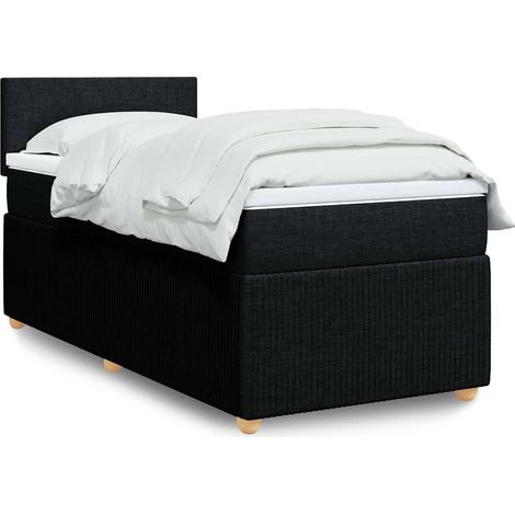 Boxspringbett mit Matratze Schwarz 80x200 cm Stoff