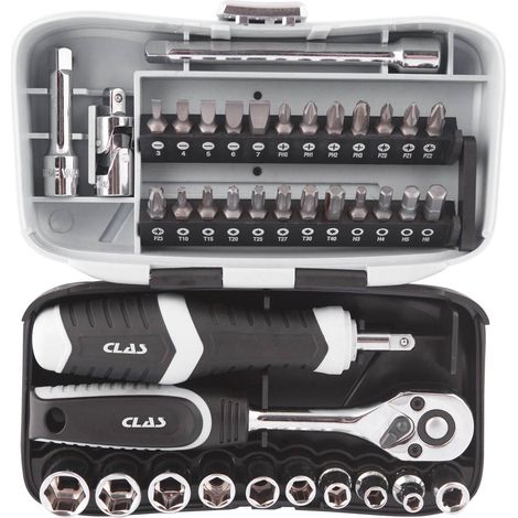 Coffret mini cliquet 1/4" + douilles + embouts (39pcs)- OS 1050 - CLAS Equipements