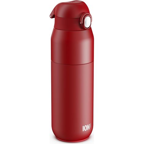 Gourde Isotherme 540 ml (18 oz)- Bouteille Étanche en Acier Inoxydable, Couvercle Rabattable, Ouverture à Une Touche, Débit Rapide, Chaud et Froid, Rouge (1/5)