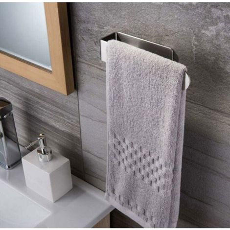 Porte Serviette - - Acier Inoxydable - Auto-adhésif - 23cm - Design Moderne (1/4)