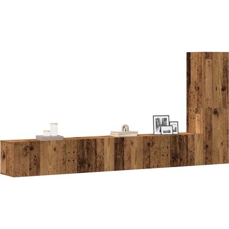 3-tlg. TV-Schrank-Set Wandmontage Altholz-Optik Holzwerkstoff