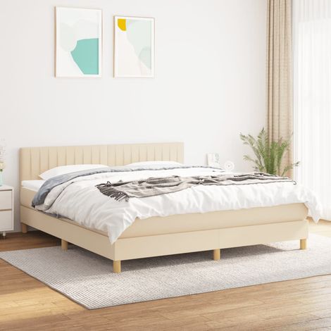 Boxspringbett mit Matratze Creme 180x200 cm Stoff (1/5)