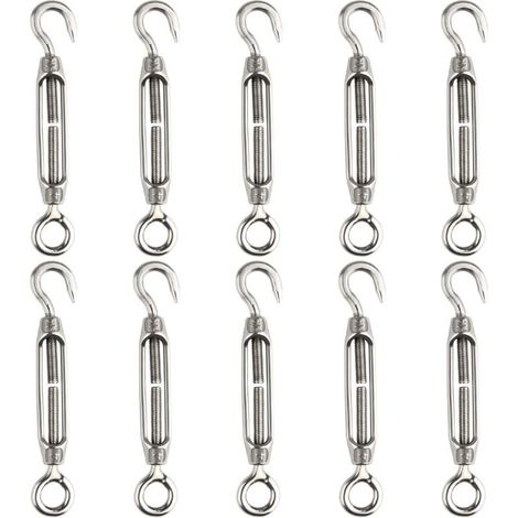 tendeur 10 pcs fil de tendeur 304 crochet et oeil réglable M4 acier inoxydable Set Heavy Duty (1/5)