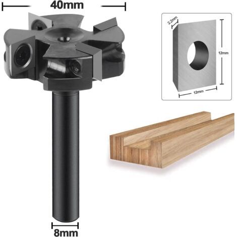 Fraise à défoncer -tige de 8 mm - diamètre de 40 mm - Fraise à Surfacer mèche de rabotage à 4 ailes -ELIAUK (1/4)