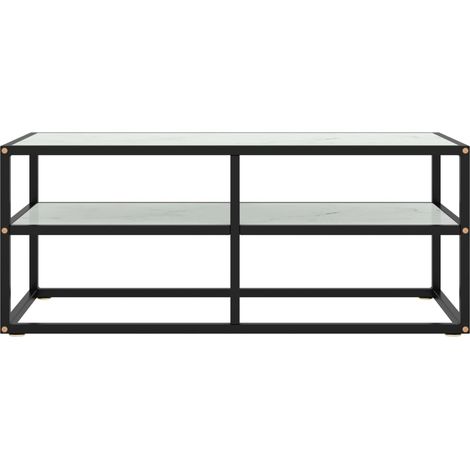 Maison Exclusive - TV-Schrank Schwarz mit Hartglas Marmor-Optik 1 (1/5)