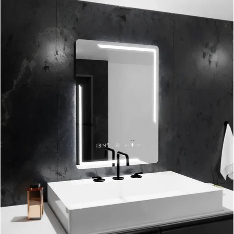 Miroir LED 60x80 Desembuage Horloge et Thermometre Gradable (1/5)