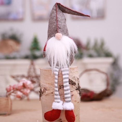 Poupée Sans Visage - Décoration De Fenêtre De Noël - En Tissu Non Tissé - Rouge Et Gris - 1 Pièce (1/4)