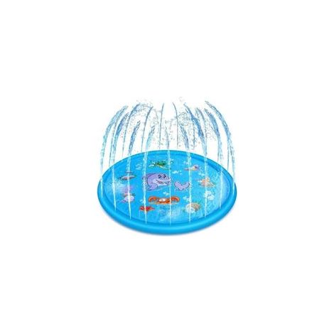 Tapis d’eau pour enfants – Tapis arrosage extérieur 170 cm (diamètre), tapis pulvérisateur ludique pour jeux aquatiques en plein air, piscine gonflable pour enfants, adultes et chiens – Bleu (1/5)