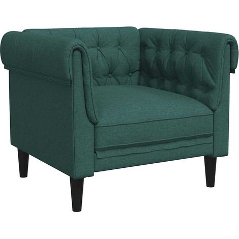 Fauteuil de Salon，Chaise，Fauteuil Chesterfield vert foncé tissu CFW398048 (1/5)