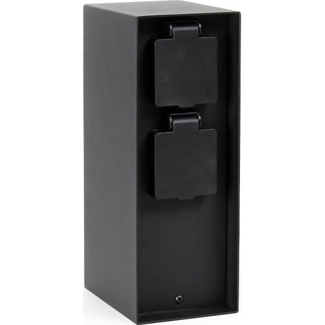 Borne Multiprise de Jardin 4 Prises IP44 Acier Inox Noir (1/5)