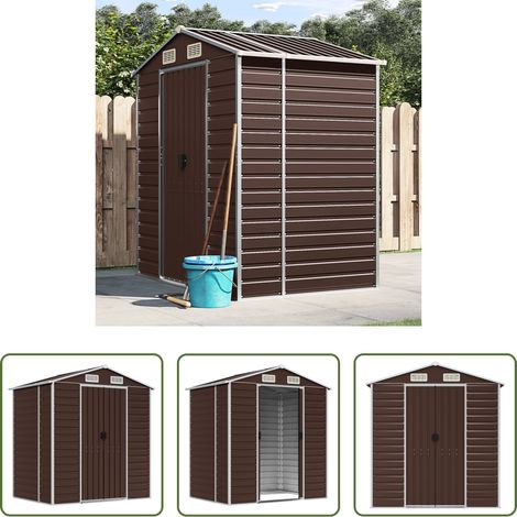 vidaXL Rangement extérieur - Abri de jardin marron 191x130x198 cm acier galvanisé (1/5)