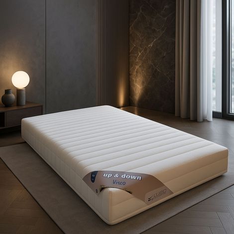 Nuits D'or Up&Down Visco 2 x 70x190 Lot de 2 Matelas Mousse Mémoire de Forme 55 Kg/m3 - Hauteur 20 Cm - Soutien Très Ferme (2x70x190cm) (1/2)