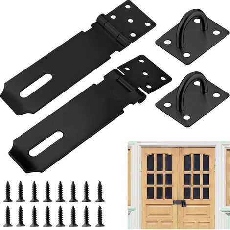 2 PCS Loquet de Cadenas Agrafe 5 Pouces Moraillon de Porte Cadenas Verrou de Porte Moraillon de Verrou en Acier Inoxydable Verrou Porte Exterieur Loquet Cadenas avec Vis pour Placard Armoire (1/4)