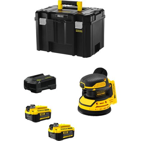 Lijadora Rotorbital STANLEY FatMax SFMCW220M2T (2 x 4,0 Ah + Cargador + TSTAK VI)