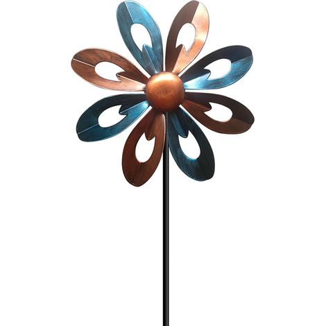Hilanderos de Viento para Jardín, Estaca de Metal para Exteriores, Molinos de Viento para Jardín, Molinos de Viento, Escultura de Viento Cinético Premium, Molino de Viento de Metal para Patio(Azul) (1/4)