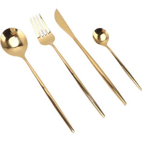 4-teiliges Besteckset, glänzend und poliert, für Restaurants und Haushalte, Gold (1/5)