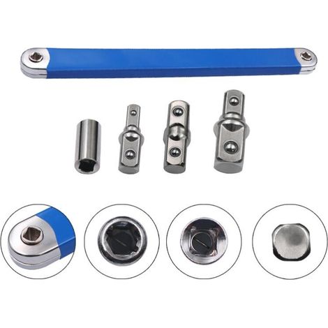 FLITI Verlängerungsschlüssel mit Versatz für beengte Platzverhältnisse – Hochkohlenstoffstahl – Inklusive 1/4", 3/8"- und 1/2"-Adaptern – Profiwerkzeug (1/4)