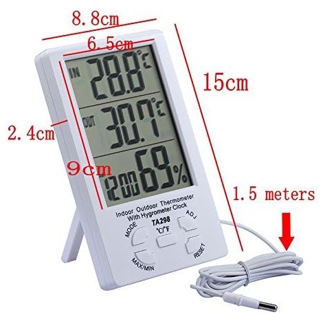 TA298 numérique LCD int/ext, température/humidité, blanc. (1/5)