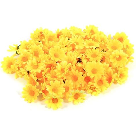 100 Fleurs Artificielles Marguerites en Tissu pour Mariage Décoration Événement (1 Jaune) (1/5)