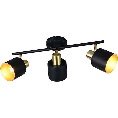 Deckenleuchte Deckenlampe Strahler Metall Schwarz-Gold verstellbar L 53,5 cm