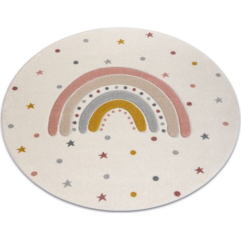 Tappeto KIDDO 5151 cerchio bianca / grigio chiaro, arcobaleno, stelle pour enfants, sensoriel beige rotondo 120 cm (1/5)