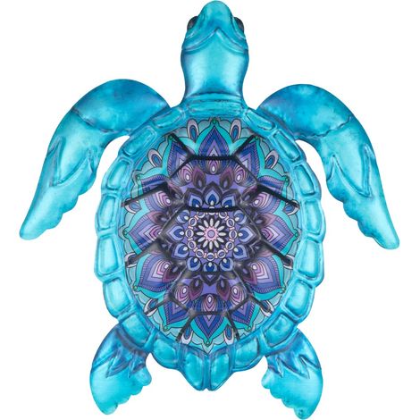 Metallene Schildkröten-Wanddekoration – Blaue Gartendekoration