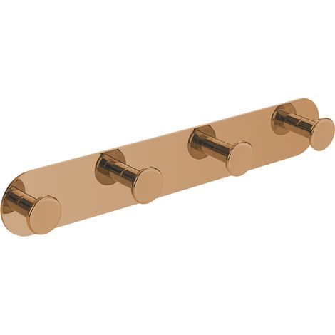 PORTA ASCIUGAMANI, gancio autoadesivo quadruplo arrotondato, oro rosa