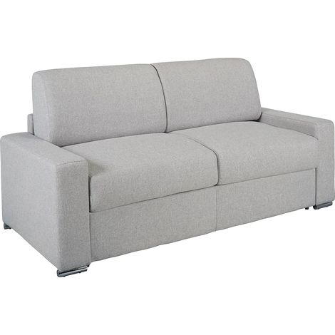Canapé 3 places convertible express en tissu gris - Couchage 140 cm - Matelas 14 cm CALITO (1/4)