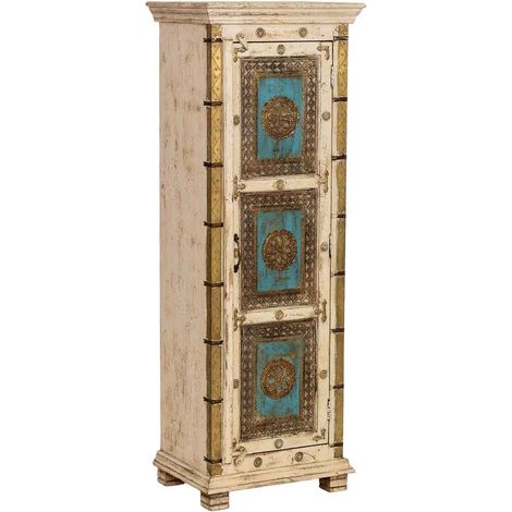 Armario de madera artesanal blanco 53x40x149h cm (1/5)