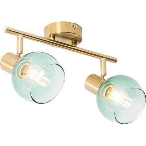 QAZQA Faretto vidro - Art déco - Acciaio,Vetro - Verde/Oro/Ottone - Oblungo Max. 2 x Watt