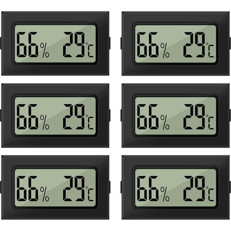 Set mit 6 Mini-Digitalhygrometern, 2-in-1-Thermometer/Hygrometer/Digitalthermometer für Gewächshaus, Keller, Schlafzimmer (1/5)