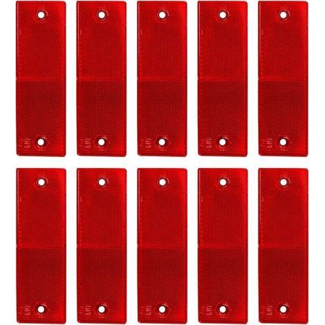 Réfléchissant Plaque D'Avertissement, Catadioptres de Sécurité, Catadioptre Remorque, Réflecteurs Camion, pour Camions Caravanes RV Bateaux Vélo, 10 Pièces,rouge,14.84.8cm (1/5)