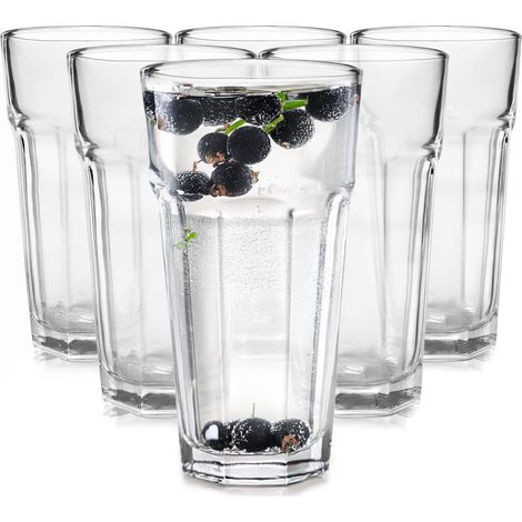 Lot De 6 Verres À Cocktail Café Jus Eau En Verre Transparent Verres Hauts 320 ml Lavable Au Lave-Vaisselle (1/5)