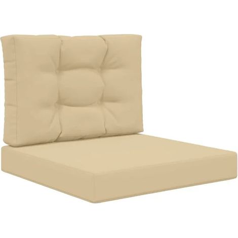Ensemble de deux coussins pour canapé d'extérieur, en polyester beige (1/5)