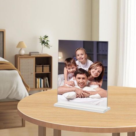 Cadre Photo Acrylique - 10 5 x 15 cm - Double Face Avec Socle Incliné - Pour Table Bureau Restaurant - Lot De 4 (1/4)