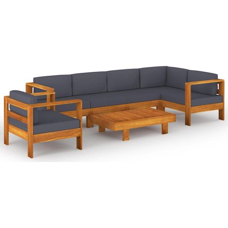 Maison Exclusive - Set Divani Giardino 7 Posti Cuscini Grigi Scuro Massello Acacia (1/5)