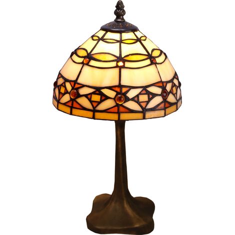 Petite lampe de table en forme de Tiffany, base en fer, diamètre 20cm, série ivoire