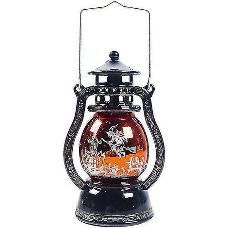 Lampe à huile d'Halloween, décoration de lampe à huile rétro d'Halloween, lampe à huile vintage (sorcière) (1/4)