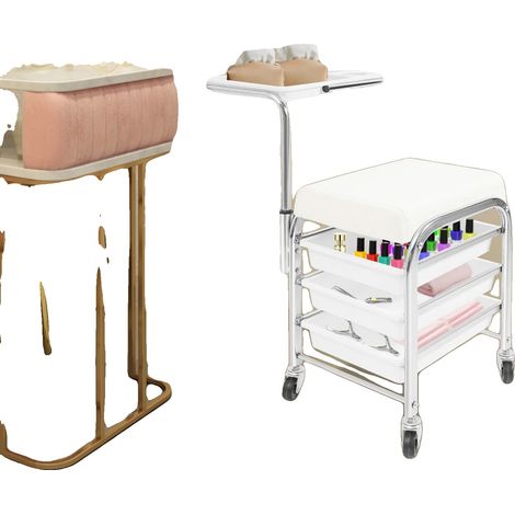 Carro para herramientas de manicura, diseño compacto, altura de la bandeja ajustable, color blanco. (1/5)
