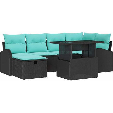 Set Divano da Giardino 7 pz Nero polyrattan vidaXL (1/5)