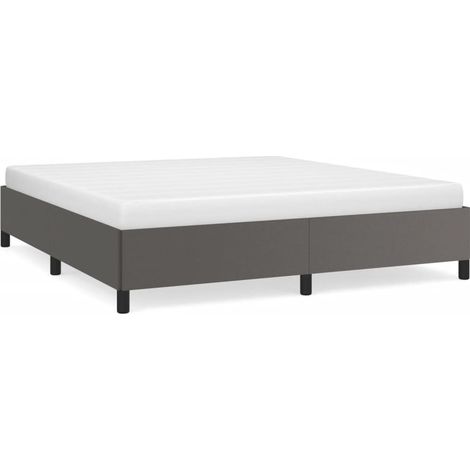 Lit double  Lit adulte  Cadre de lit sans matelas gris 160x200 cm similicuir