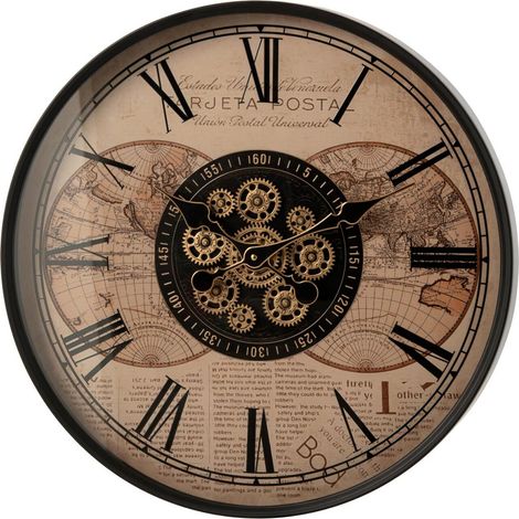 Horloge Murale Ronde Mappemonde "Sofie" 60cm Beige (1/3)