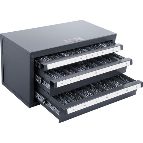 VEVOR Dispensador de Brocas 29 Compartimentos Etiquetados Caja de Almacenamiento de Brocas 1-13 mm con 3 Cajones Estuche de Taladro Vacío 37,5x20x20 cm Apilable Fácil Identificación para Taller Brocas